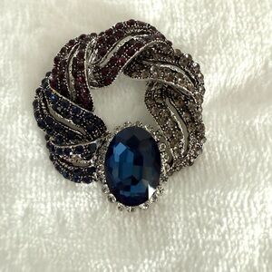 Elegant Blue and Silver Brooch